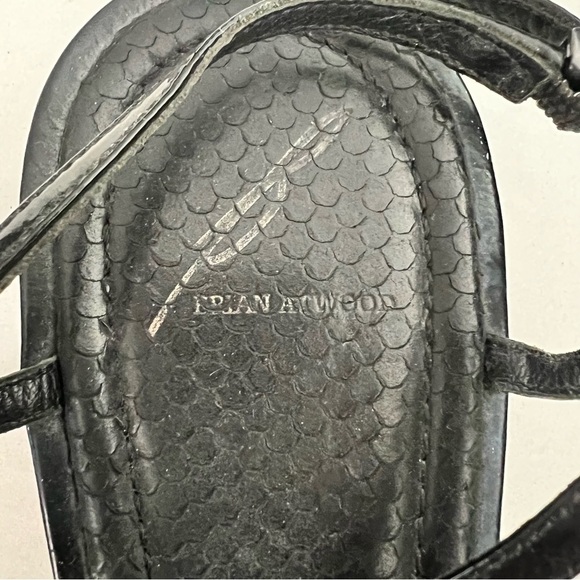 Brian Atwood Black Leather Flat Strappy Sandals Crystal Embellishments 8.5 / 39 - Picture 3 of 7